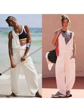 Free People Timko Jumpsuit Beach White Gorpcore Athleisure Summer Womens XS